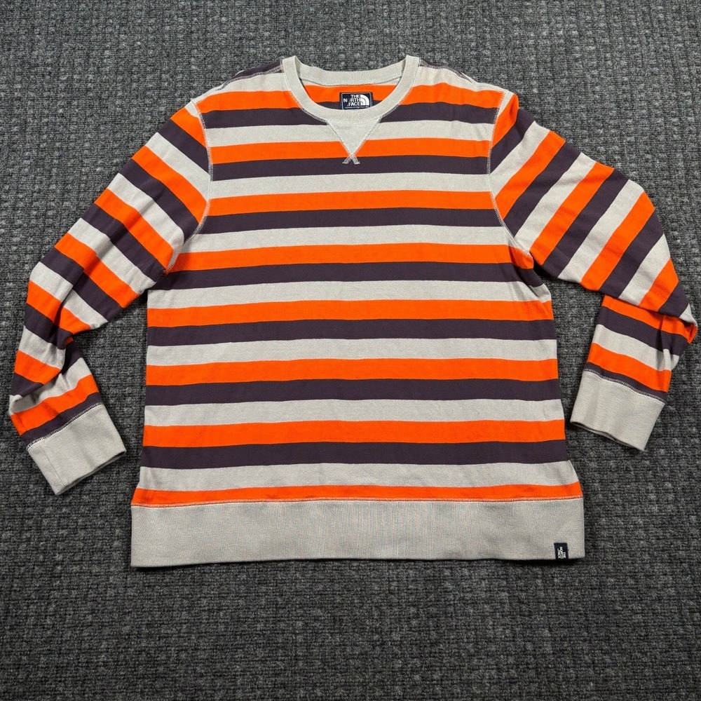 The North Face CX48 Striped Crewneck Sweatshirt XL Orange Grey Purple Mens